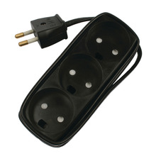 3-stikdåse u/jord m/ledning sort - Elworks